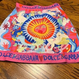 Dolce & Gabbana Pink Multicolor Celestial A-Line Knit Skirt